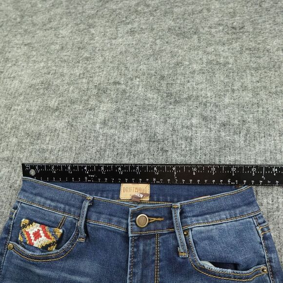 Driftwood Jeans Womens 24 Blue Denim Classic Fit Marilyn Skinny Rodeo Embroidery - Picture 11 of 12